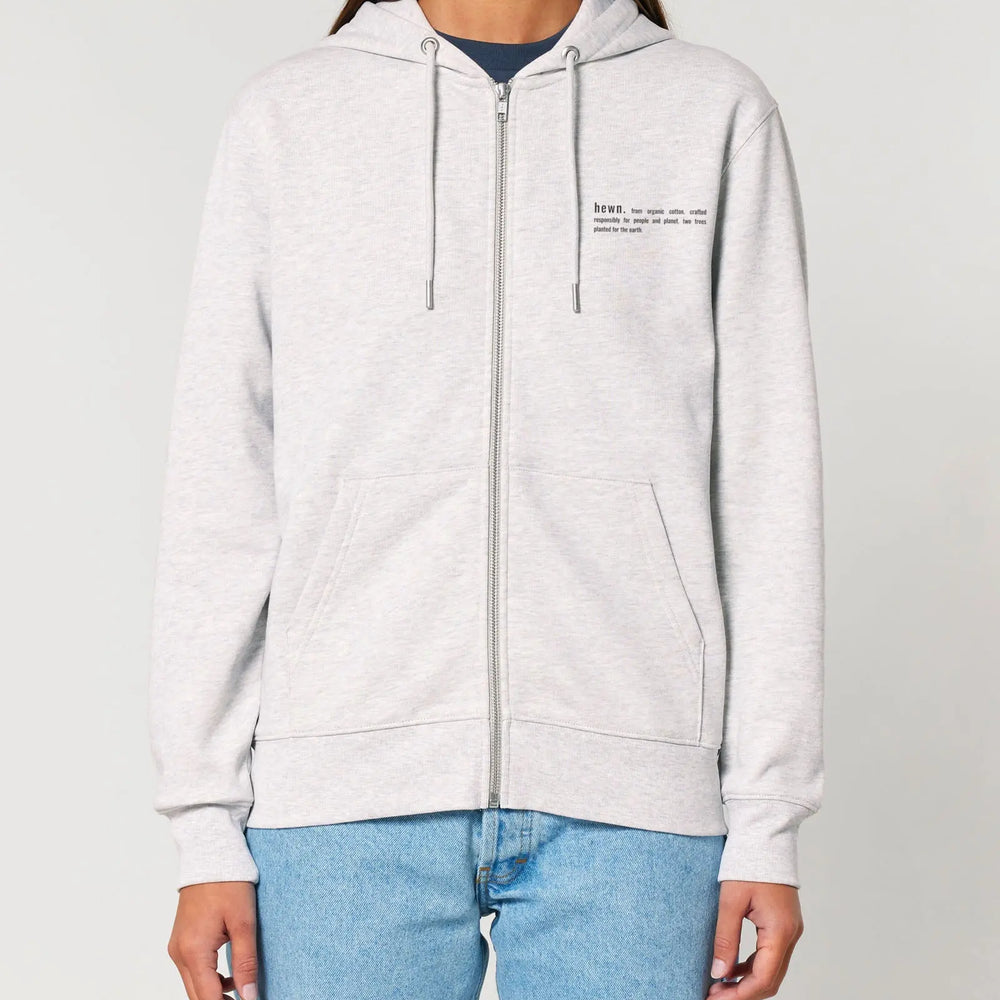 Womens Organic Cotton Relaxed-Fit Zip Hoodie in Cloud Grey Marl hewn.