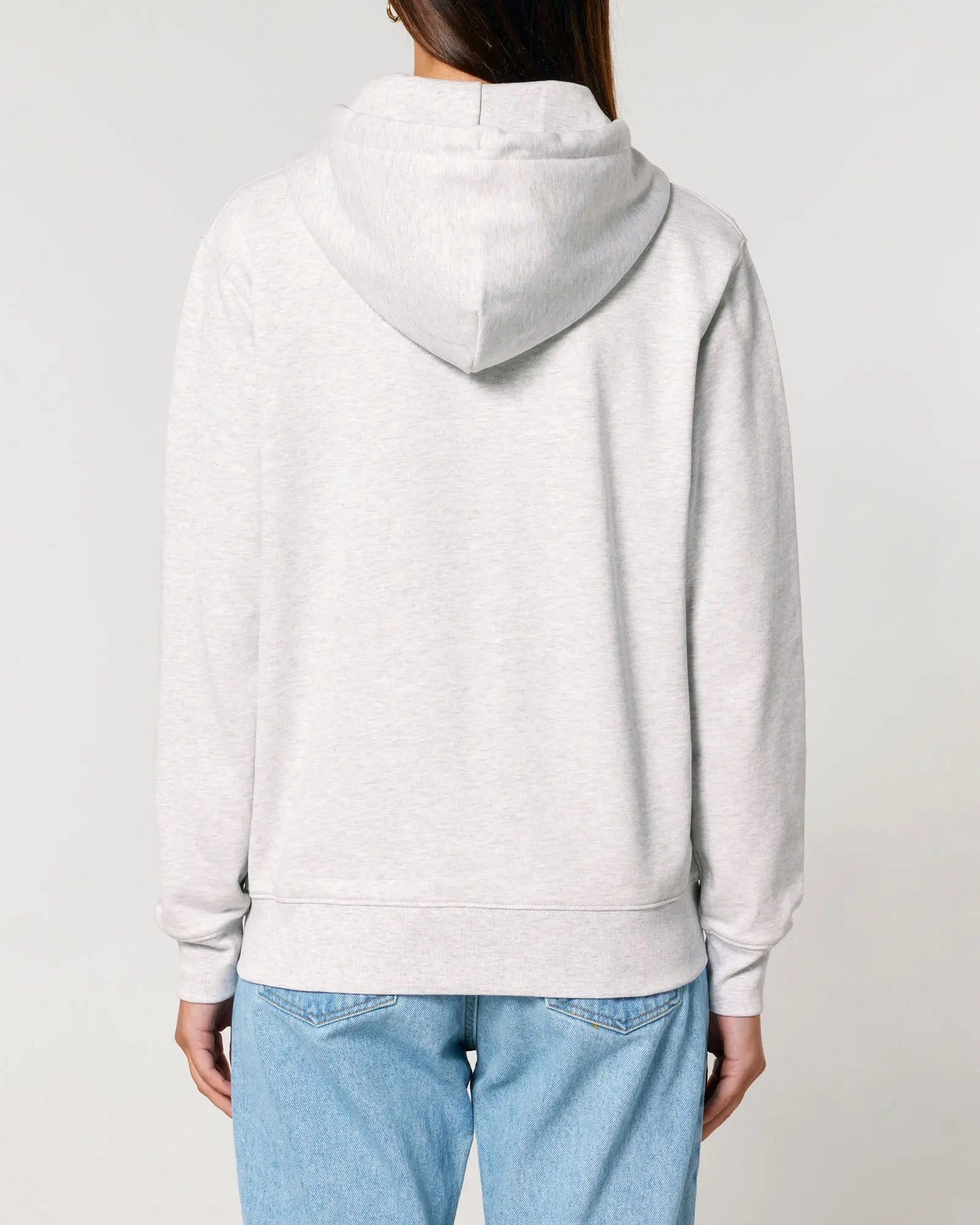 Womens Organic Cotton Relaxed-Fit Zip Hoodie in Cloud Grey Marl hewn.