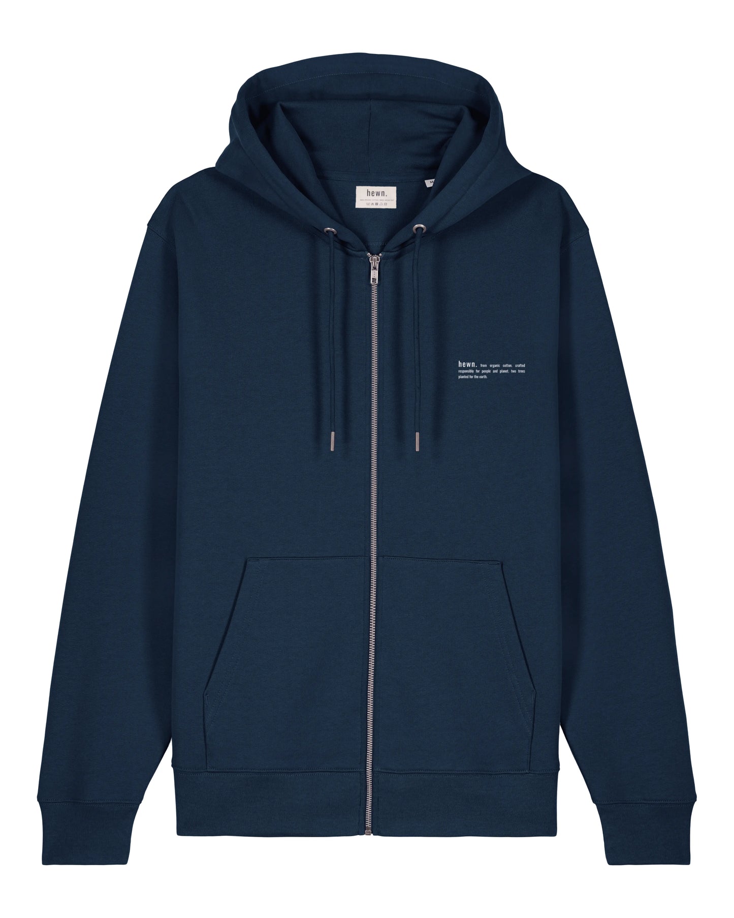 Womens Organic Cotton Relaxed-Fit Zip Hoodie in Midnight Navy hewn.