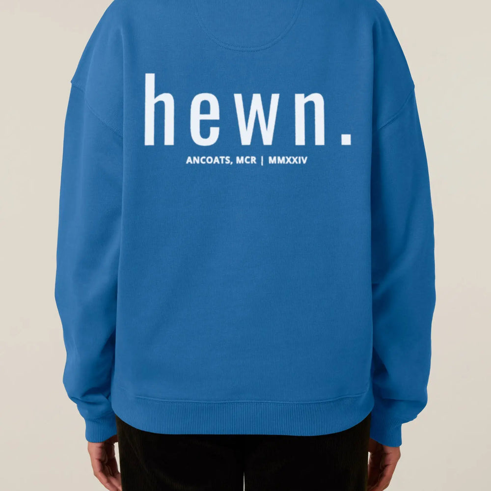 Womens Organic Cotton Signature Oversized Sweatshirt in Morpho Blue hewn.