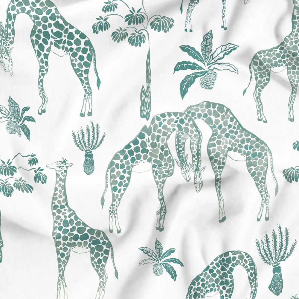 Womens Short Pyjamas - Giraffes Green Woodstock Laundry