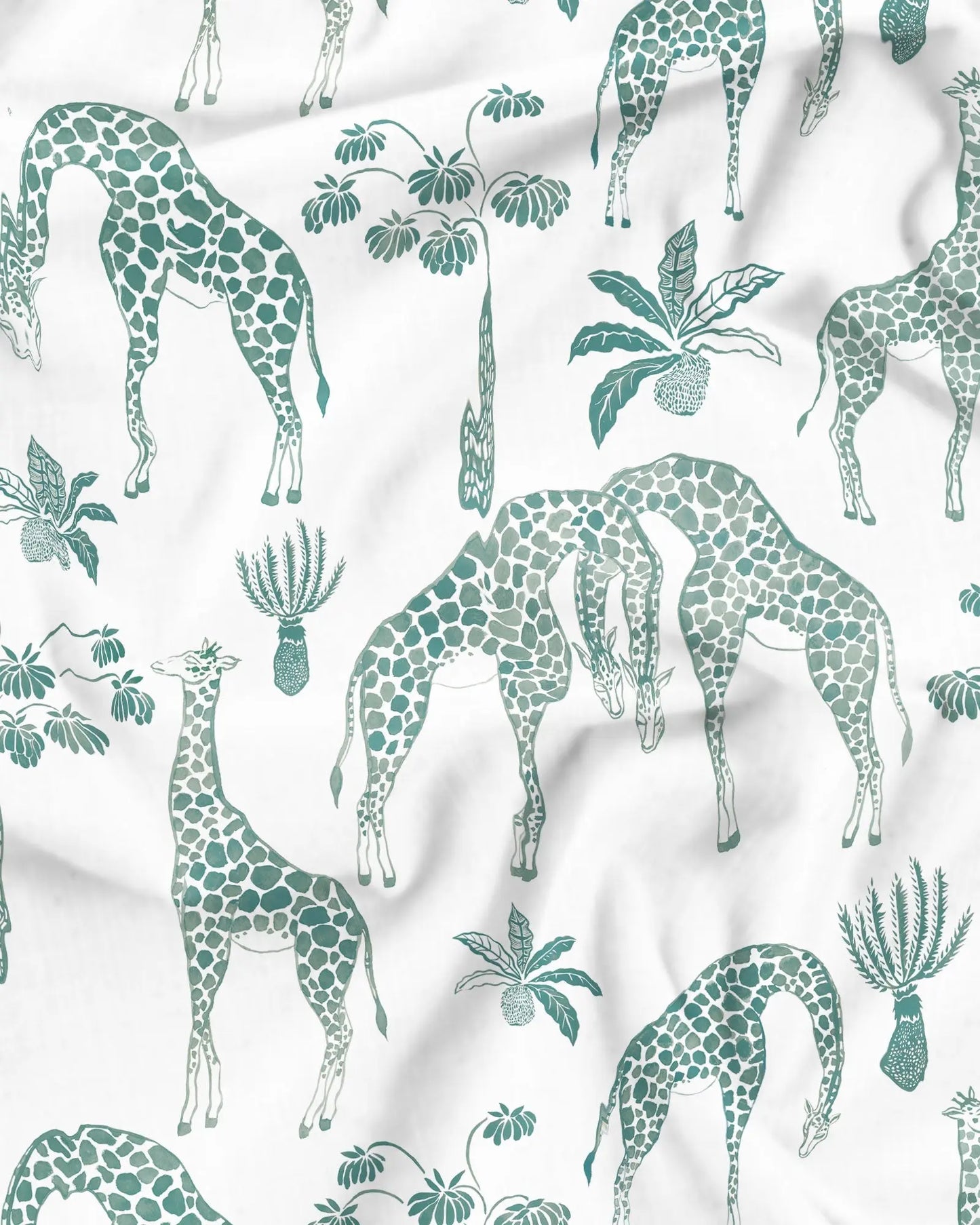 Womens Short Pyjamas - Giraffes Green Woodstock Laundry