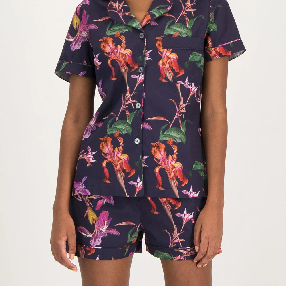 Womens Short Pyjamas - Iris Navy Woodstock Laundry