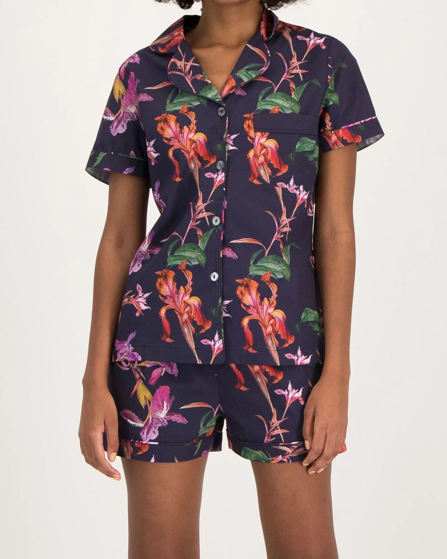 Womens Short Pyjamas - Iris Navy Woodstock Laundry