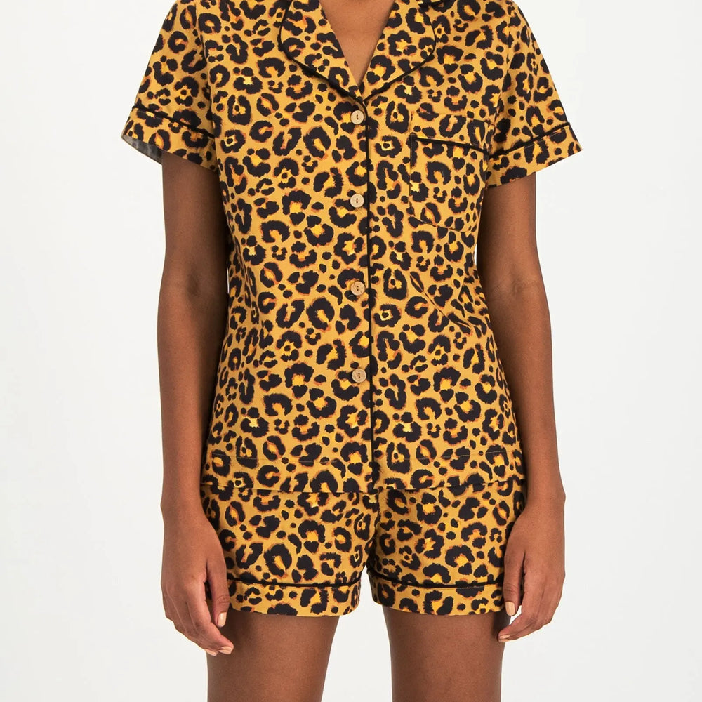 Womens Short Pyjamas - Leopard Woodstock Laundry