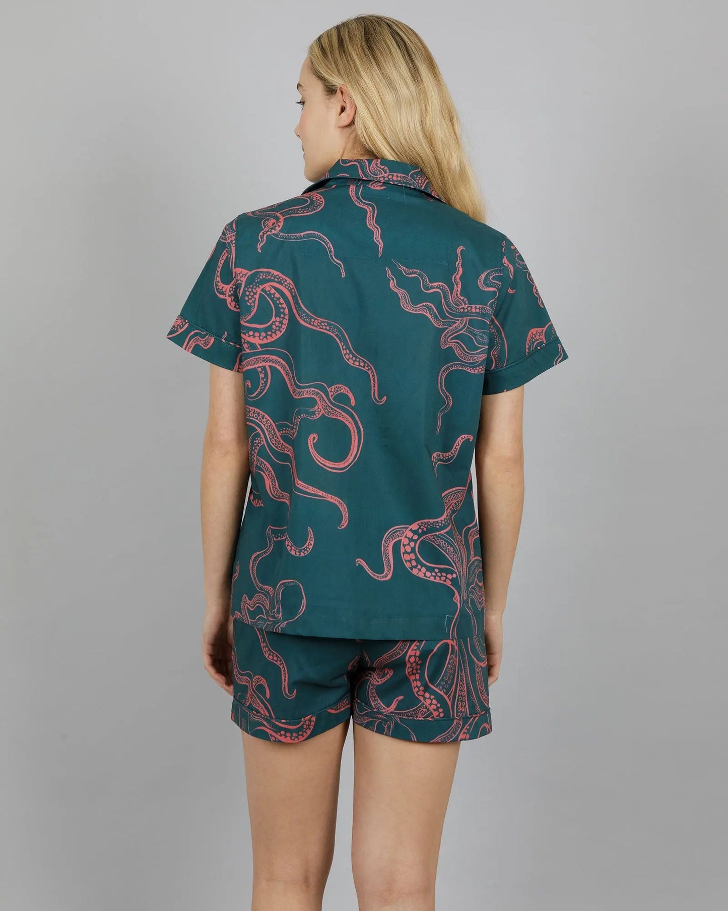 Womens Short Pyjamas - Octopus Pink Woodstock Laundry