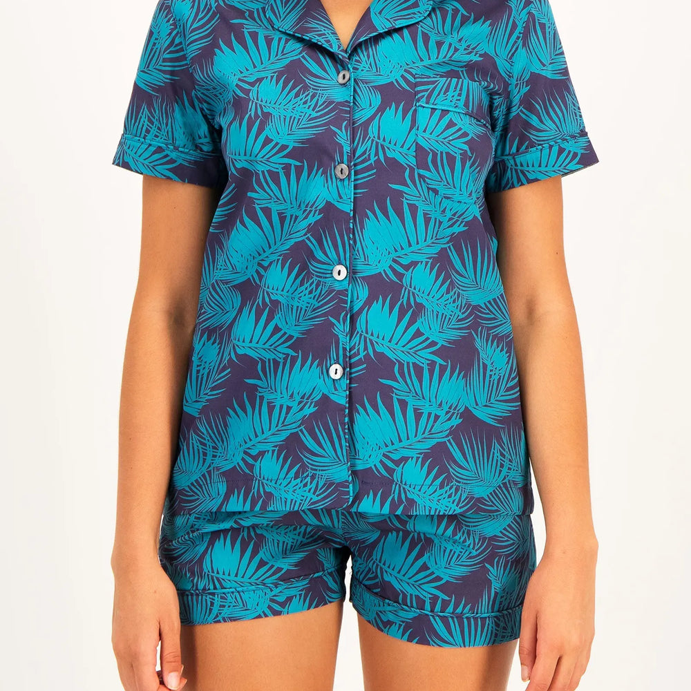Womens Short Pyjamas - Tropical Green Woodstock Laundry