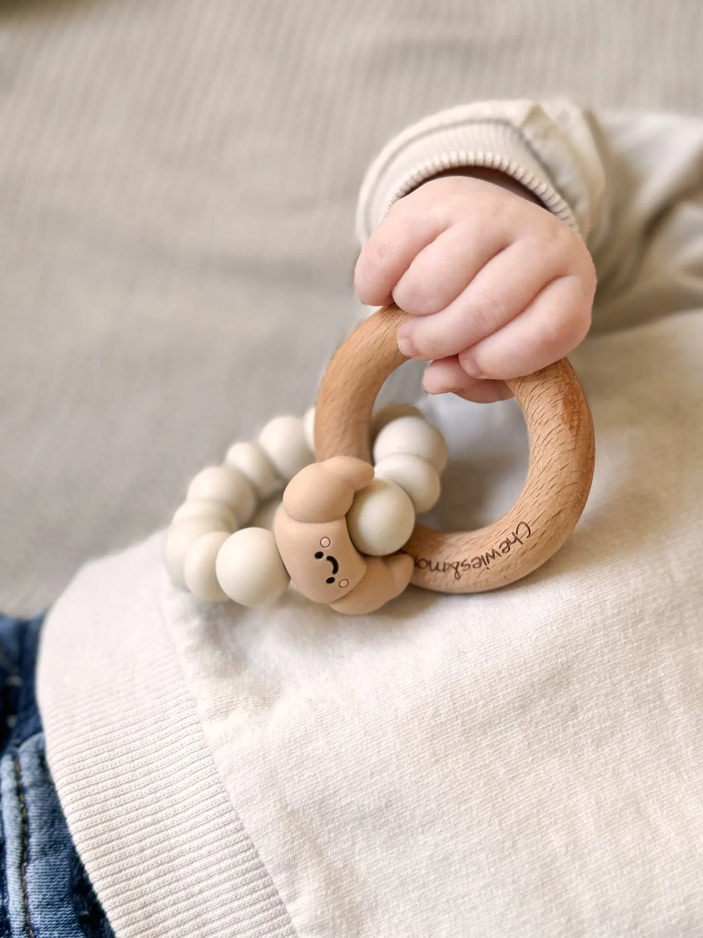 Wooden/Silicone Teething Rings - Croissant - Latte Chewies&more