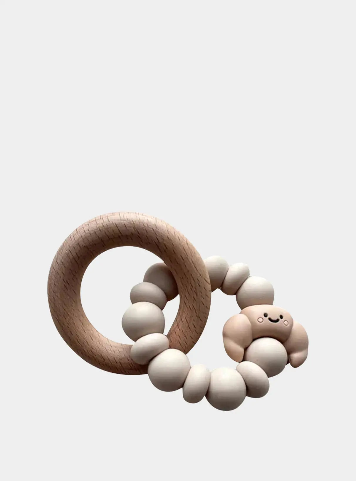 Wooden/Silicone Teething Rings - Croissant - Latte Chewies&more
