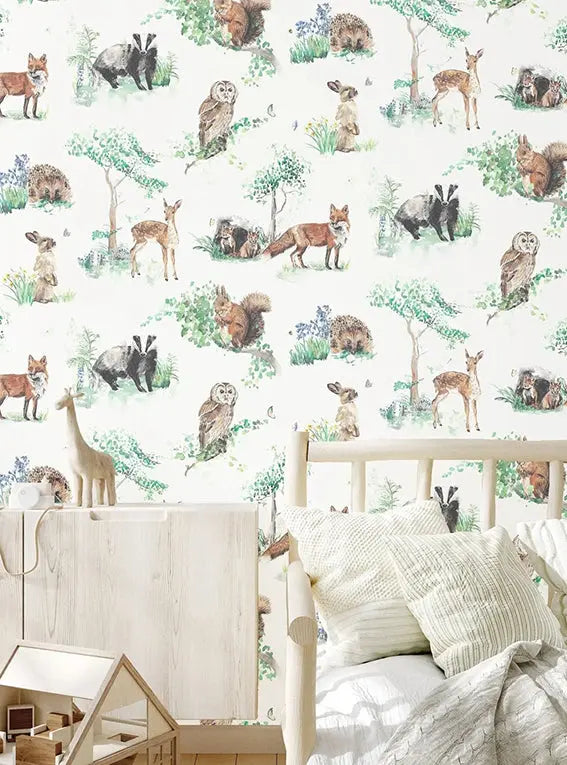 Woodland Animals Children's Wallpaper Katie Hipwell Design