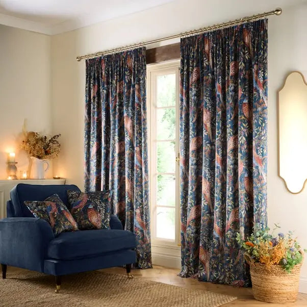 Woodland Pheasant Pencil Pleat Curtains Dunelm
