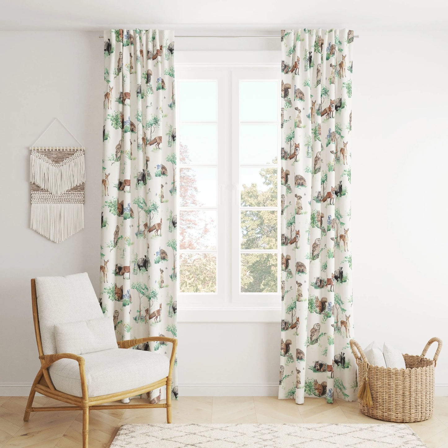 Woodland & Forest Animals - Children's Cotton Curtain Fabric Katie Hipwell Design
