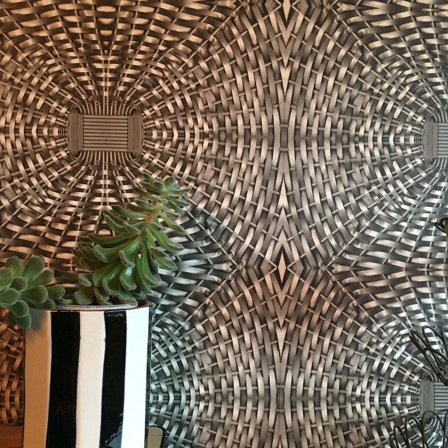 Woven Metal Basket Wallpaper Sharon Jane