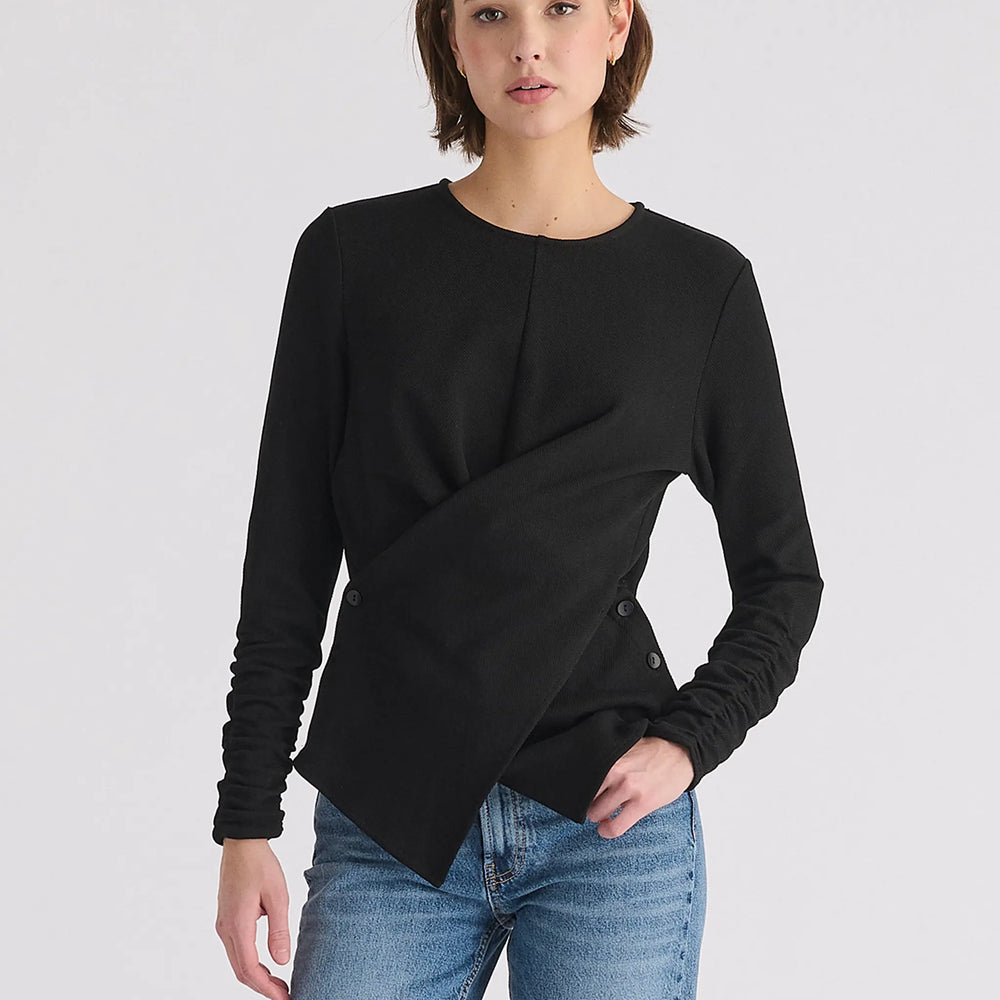 Wrap Top With Ruched Sleeve Detail Paisie