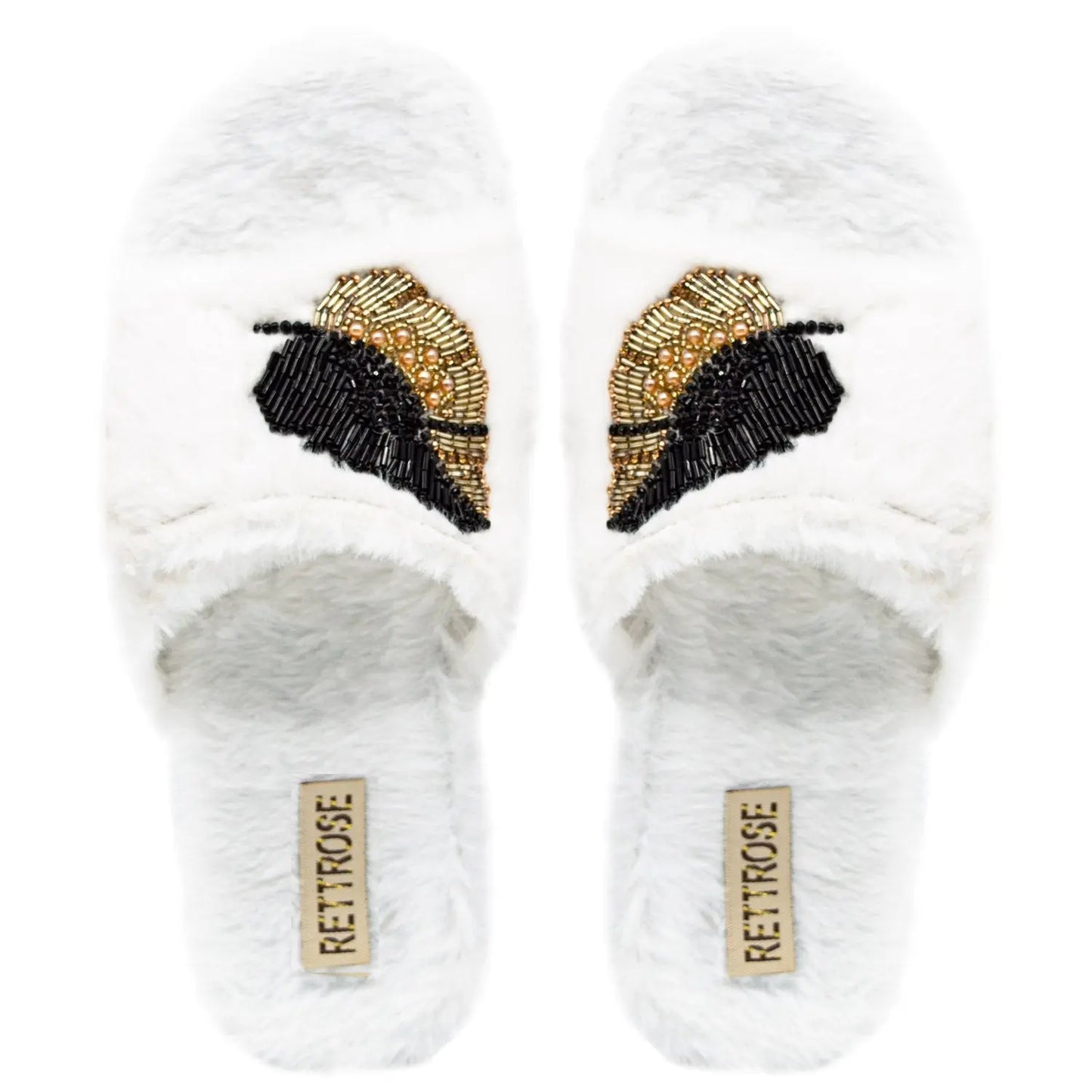 Wren Cream Luxury Plush Diamanté Embellished Handmade Slipper Rettrose