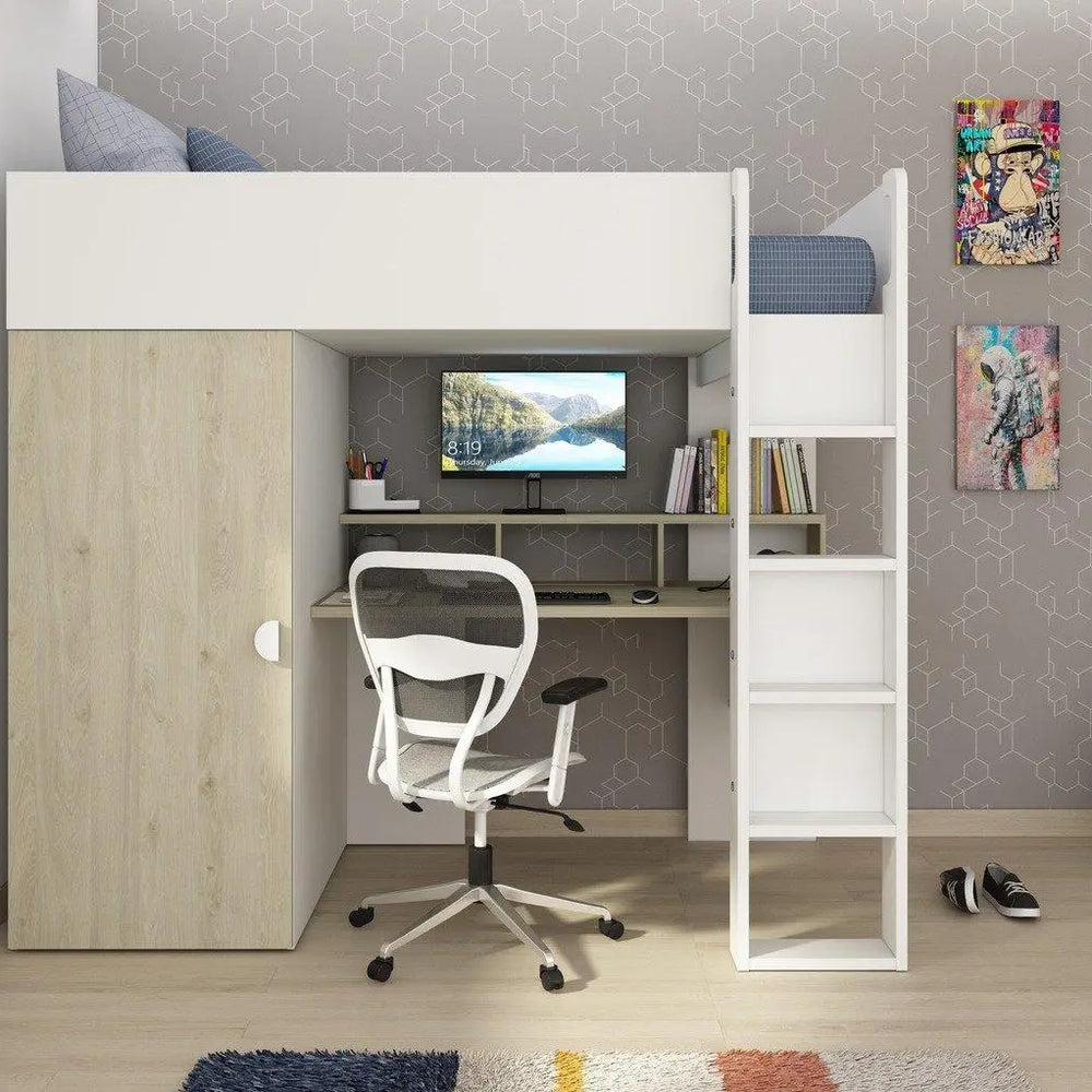 Wren Kids Wooden High Sleeper - White Dreams