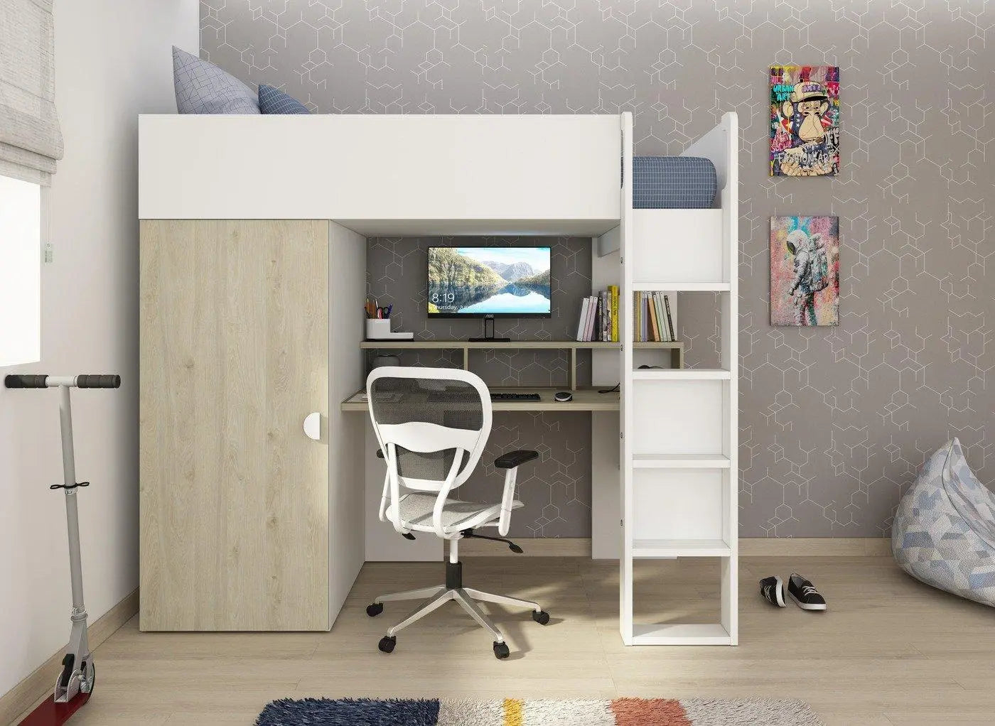 Wren Kids Wooden High Sleeper - White Dreams