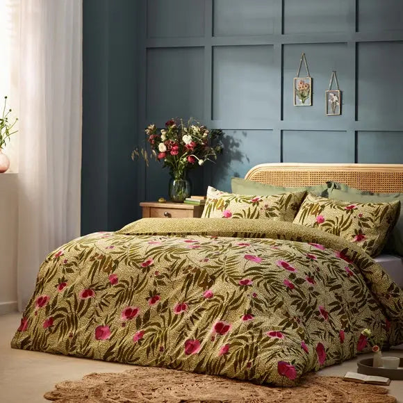Wylder Nature House of Bloom Poppy Duvet Cover & Pillowcase Set Dunelm