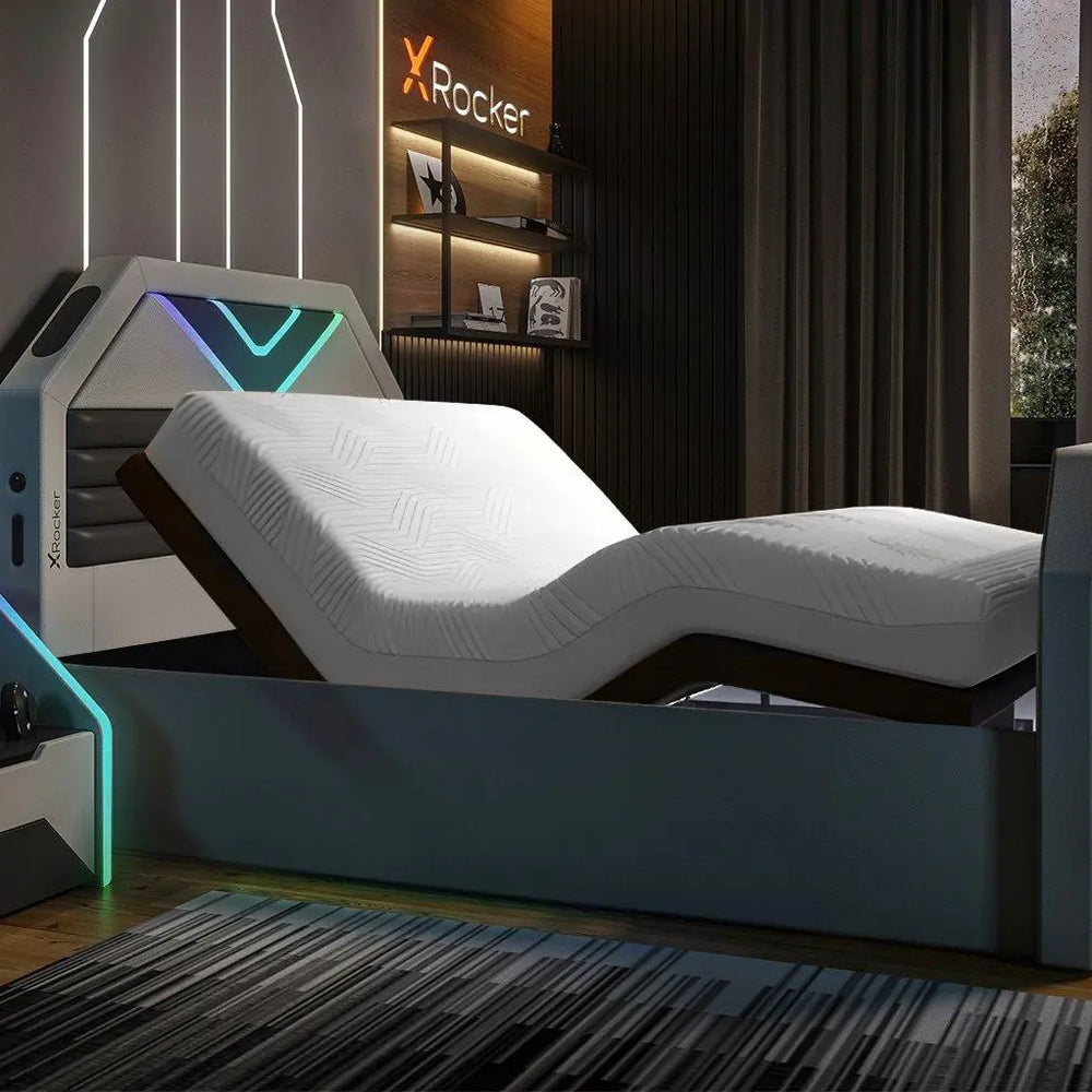 X Rocker Nebula Sleepmotion Adjustable TV Bed Frame - Grey Dreams