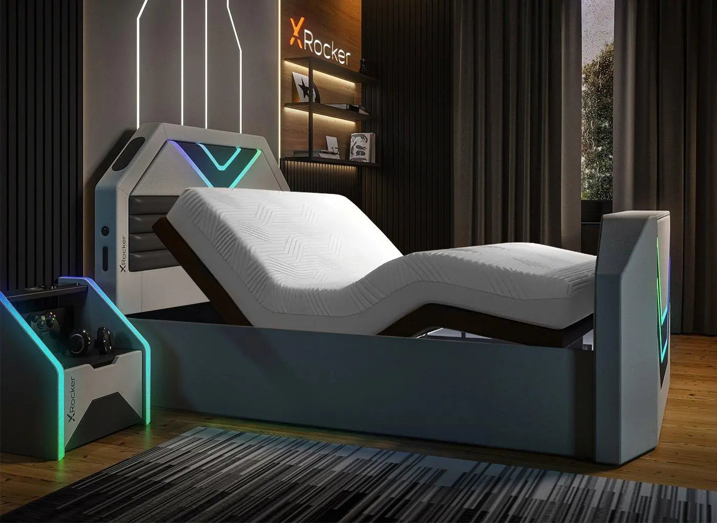 X Rocker Nebula Sleepmotion Adjustable TV Bed Frame - Grey Dreams