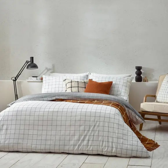 Yard Howarth Check Duvet Cover and Pillowcase Set Dunelm