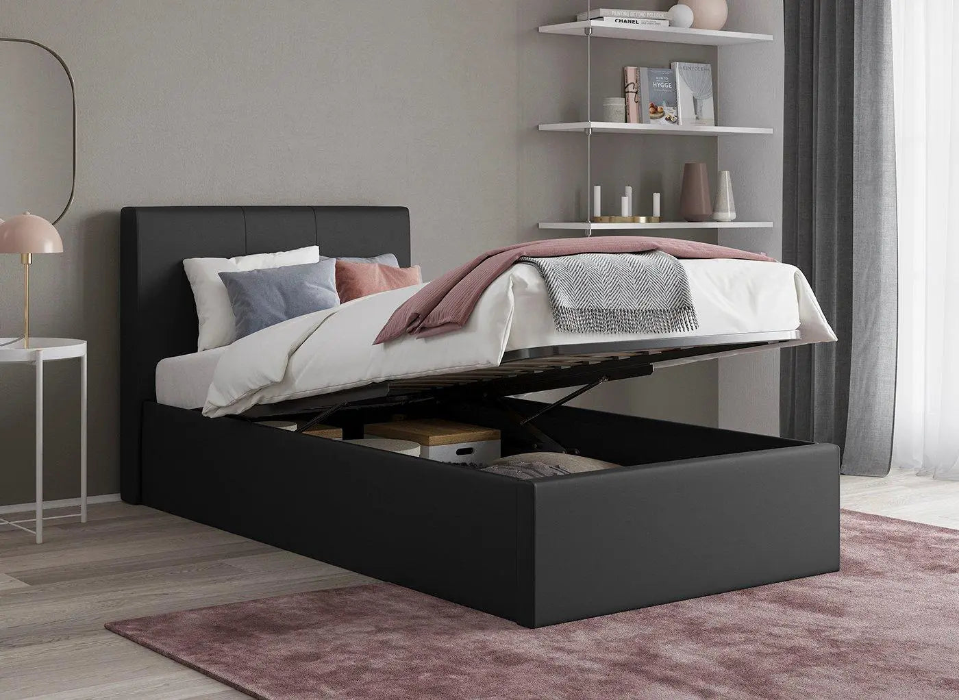 Yardley Upholstered Ottoman Bed Frame - Black Dreams