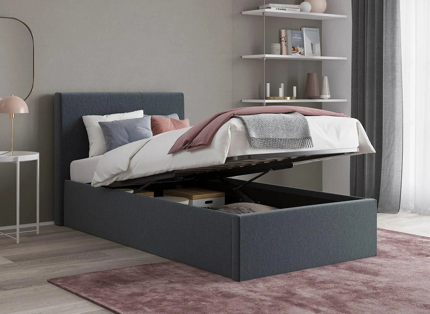 Yardley Upholstered Ottoman Bed Frame - Grey Dreams