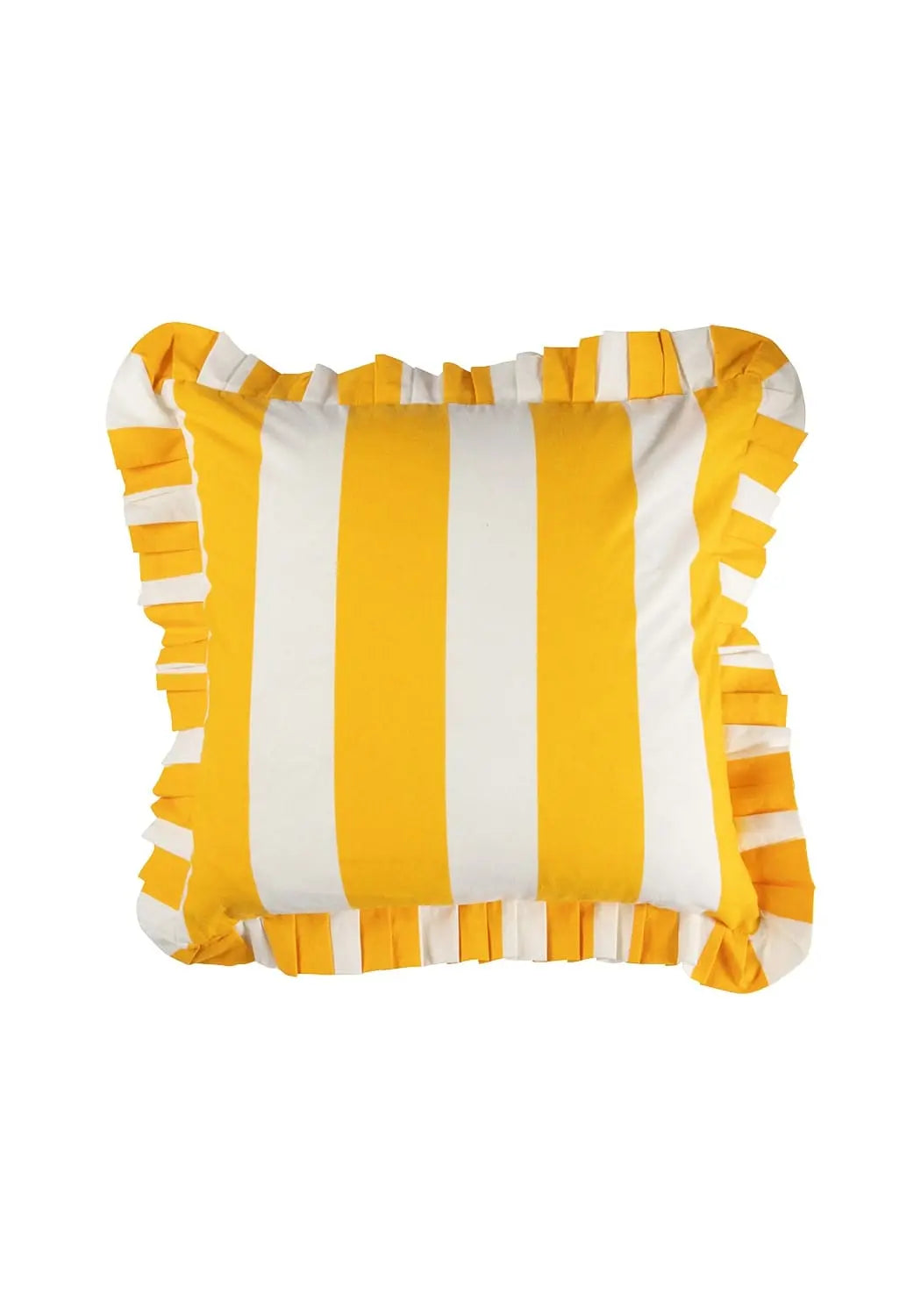 Yellow Cabana Stripe Ruffled Cushion Cover Casa by Josephine Jenno