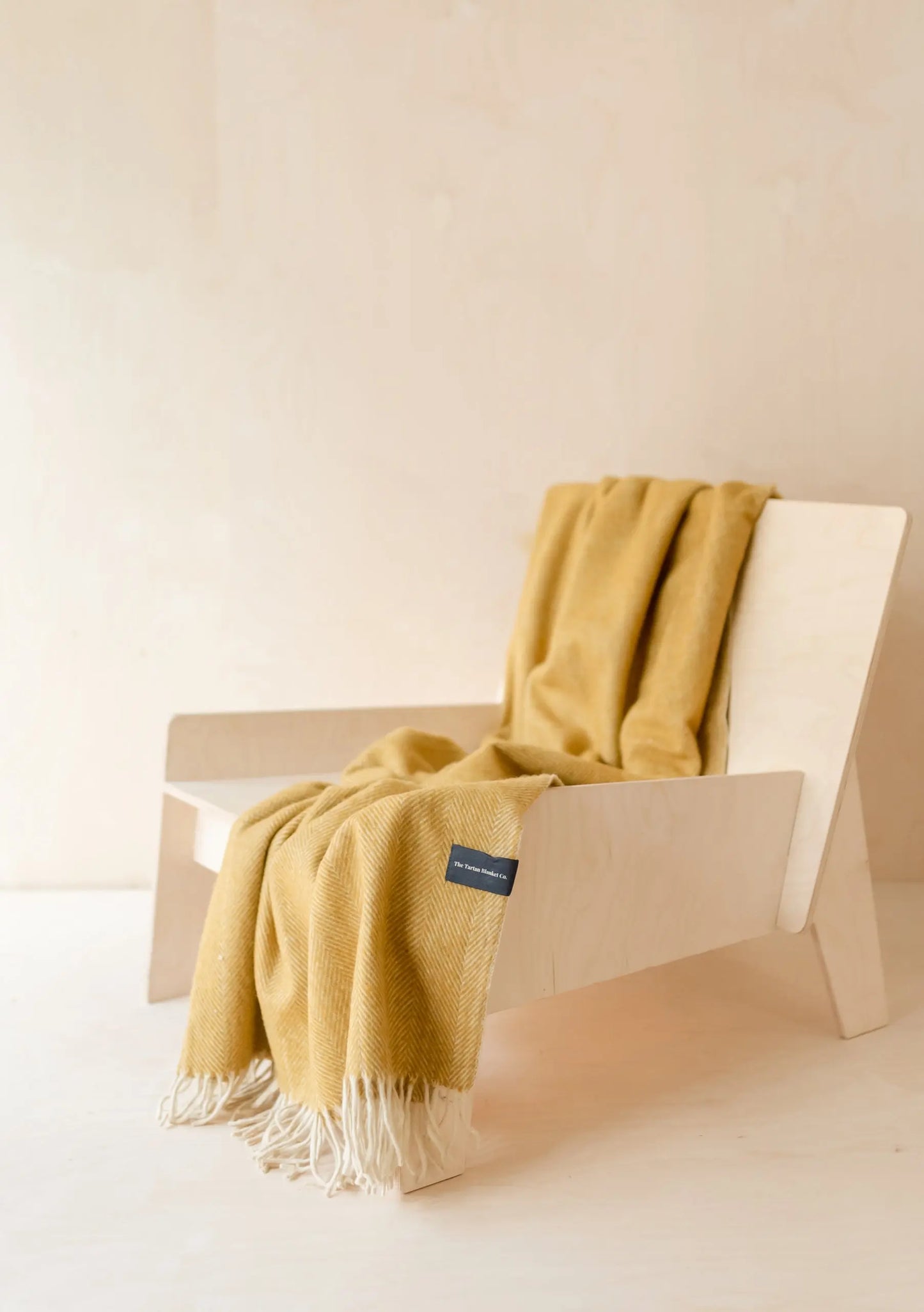 Yellow Herringbone Wool Blanket TartanBlanketCo