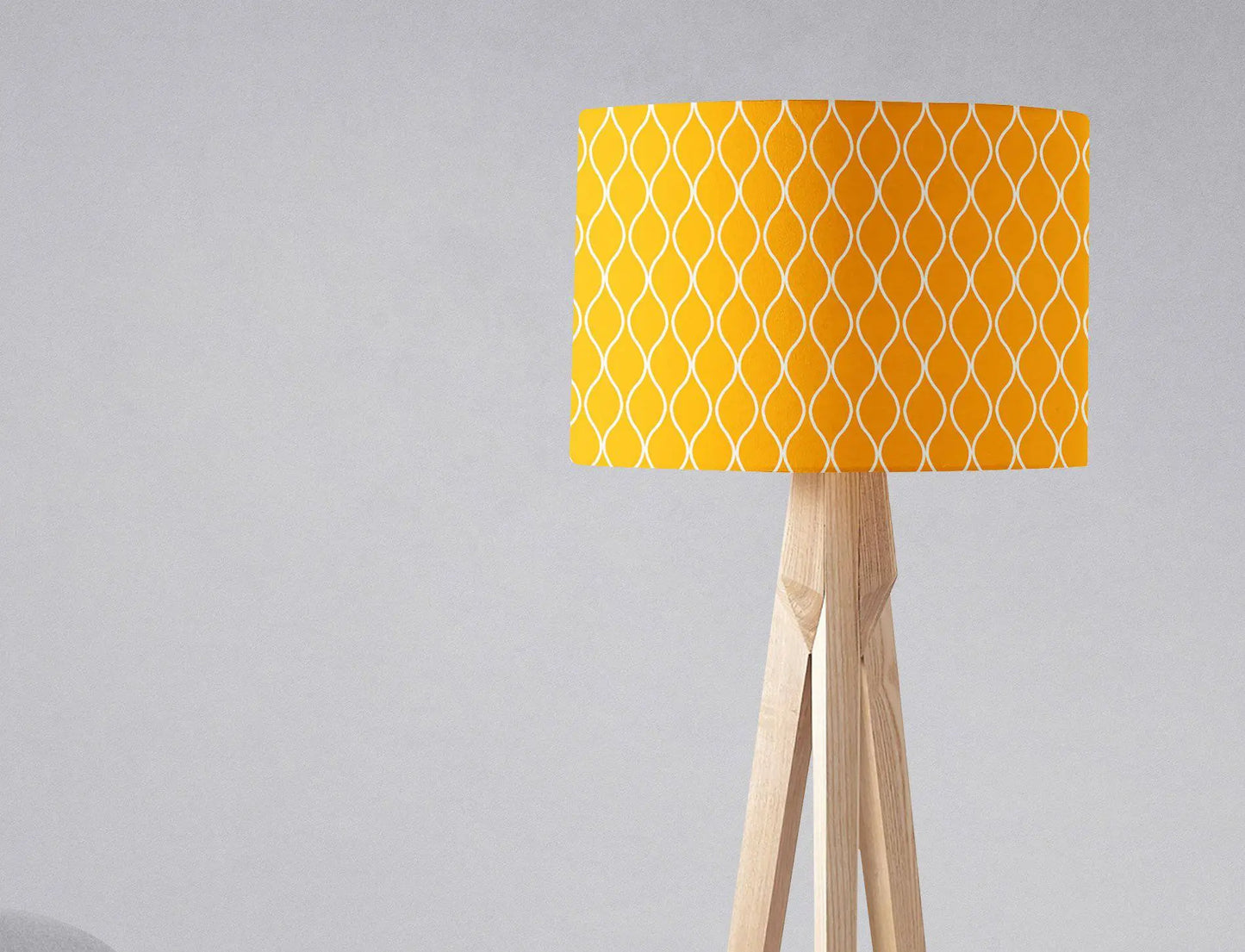 Yellow Lampshade with White Geometric Design, Ceiling or Table Lamp Shade Shadow bright
