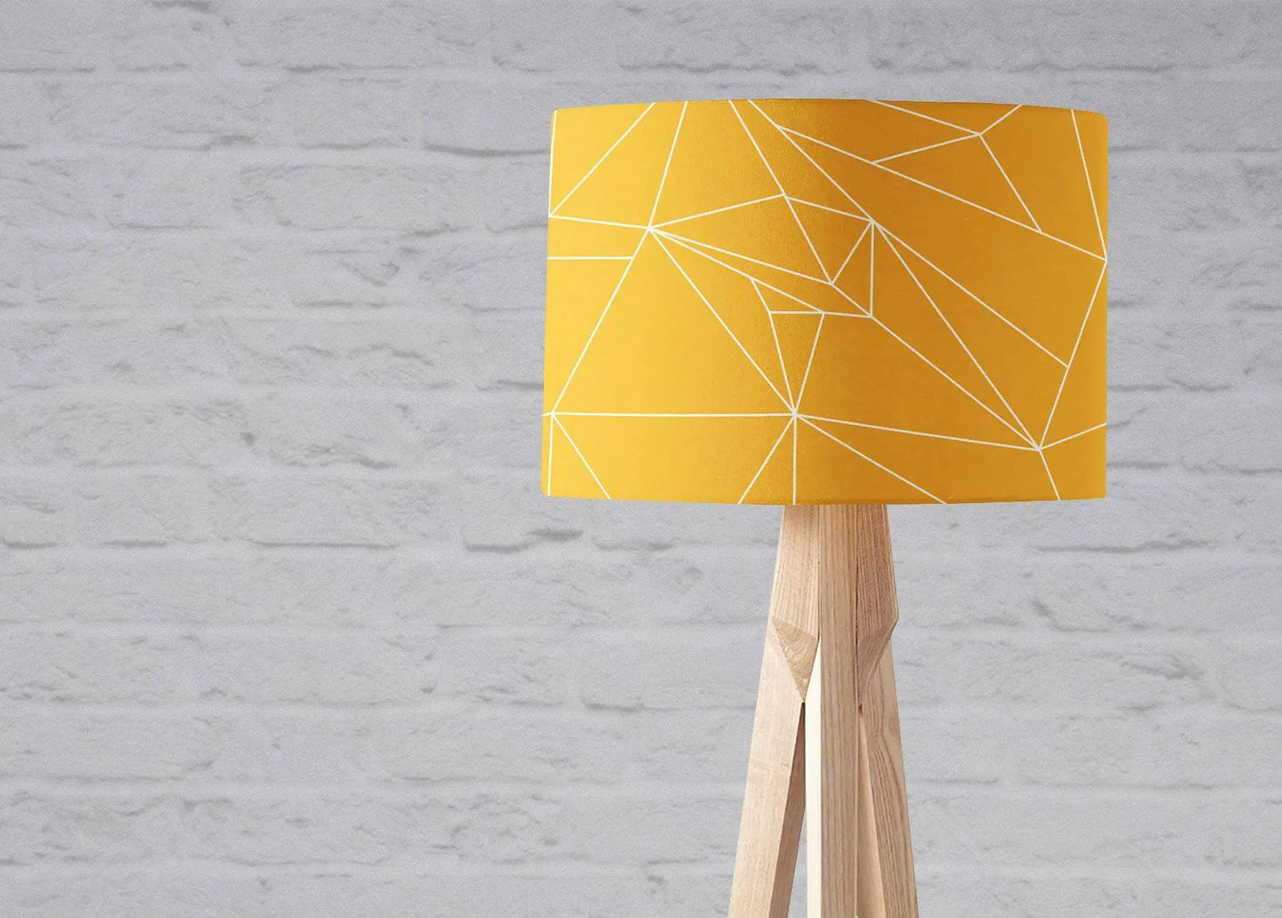 Yellow Lampshade with White Lines Geometric Design, Ceiling or Table Lamp Shade Shadow bright