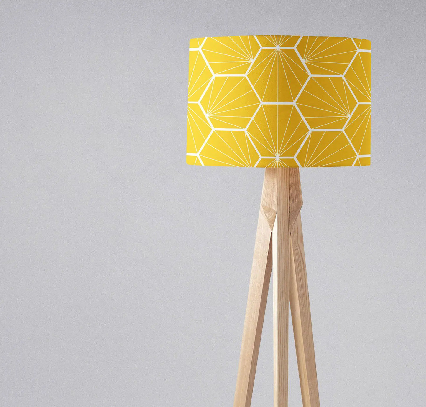 Yellow Lampshade with a White Hexagon Design, Ceiling, Table Lamp Shade Shadow bright