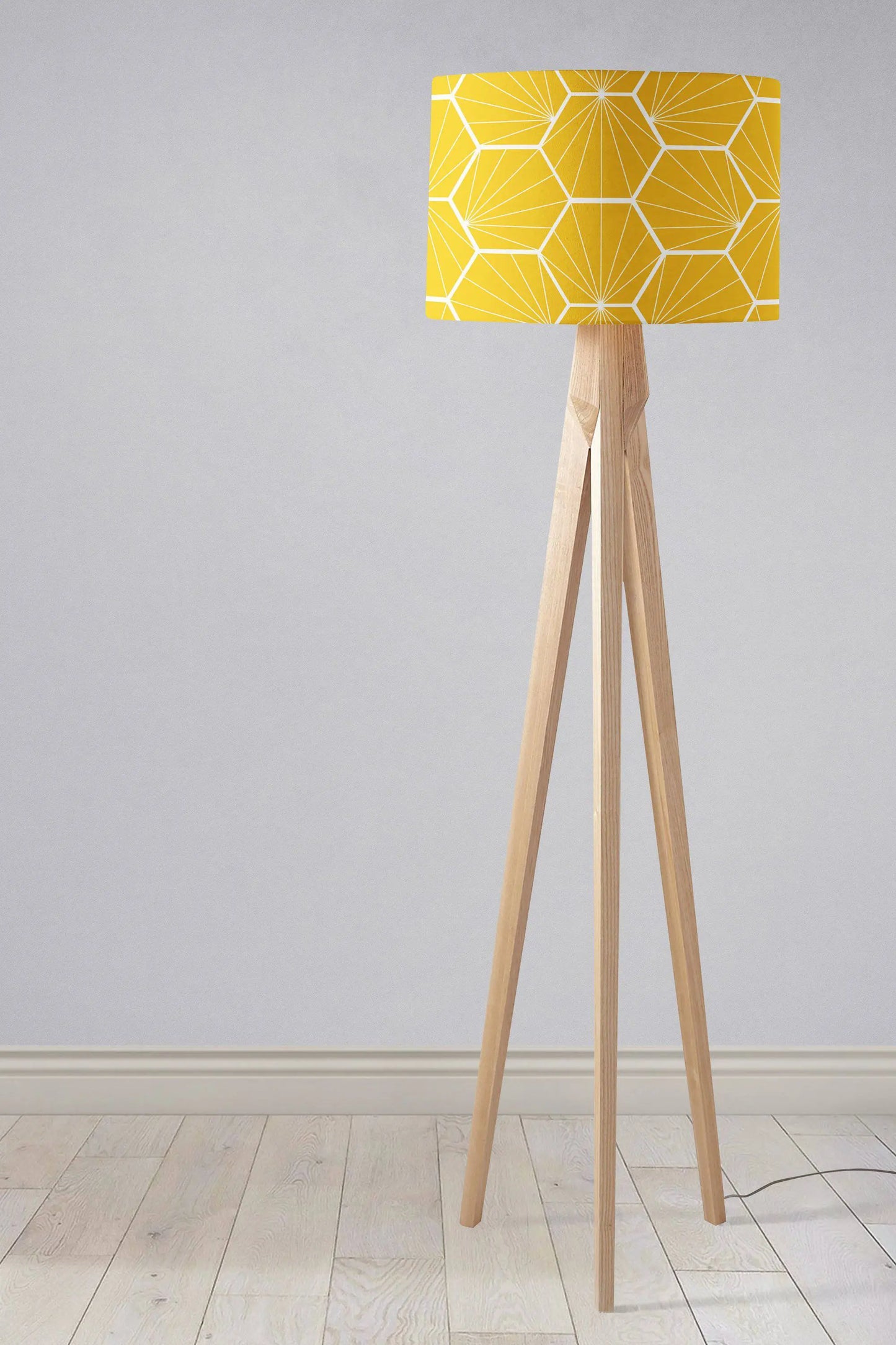 Yellow Lampshade with a White Hexagon Design, Ceiling, Table Lamp Shade Shadow bright