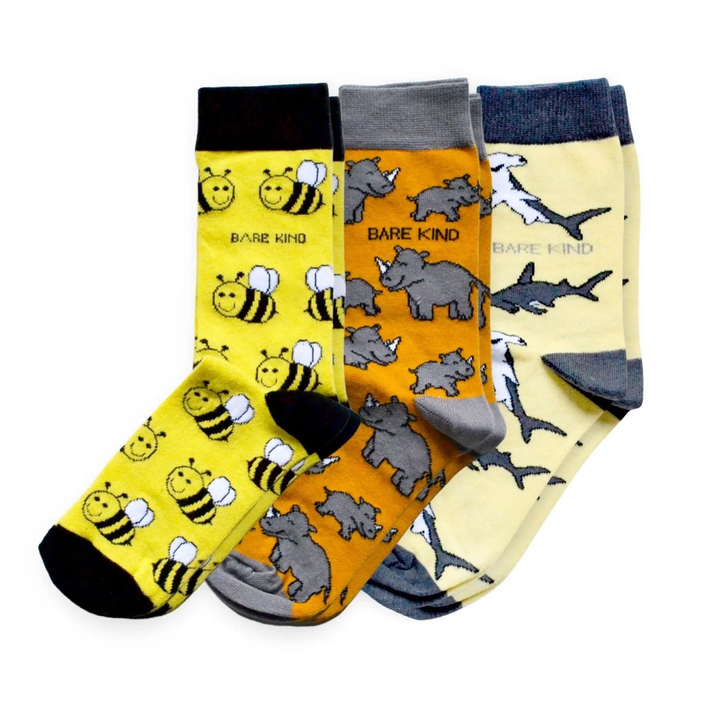 Yellow Lover 3 Bamboo Sock Set Bare Kind