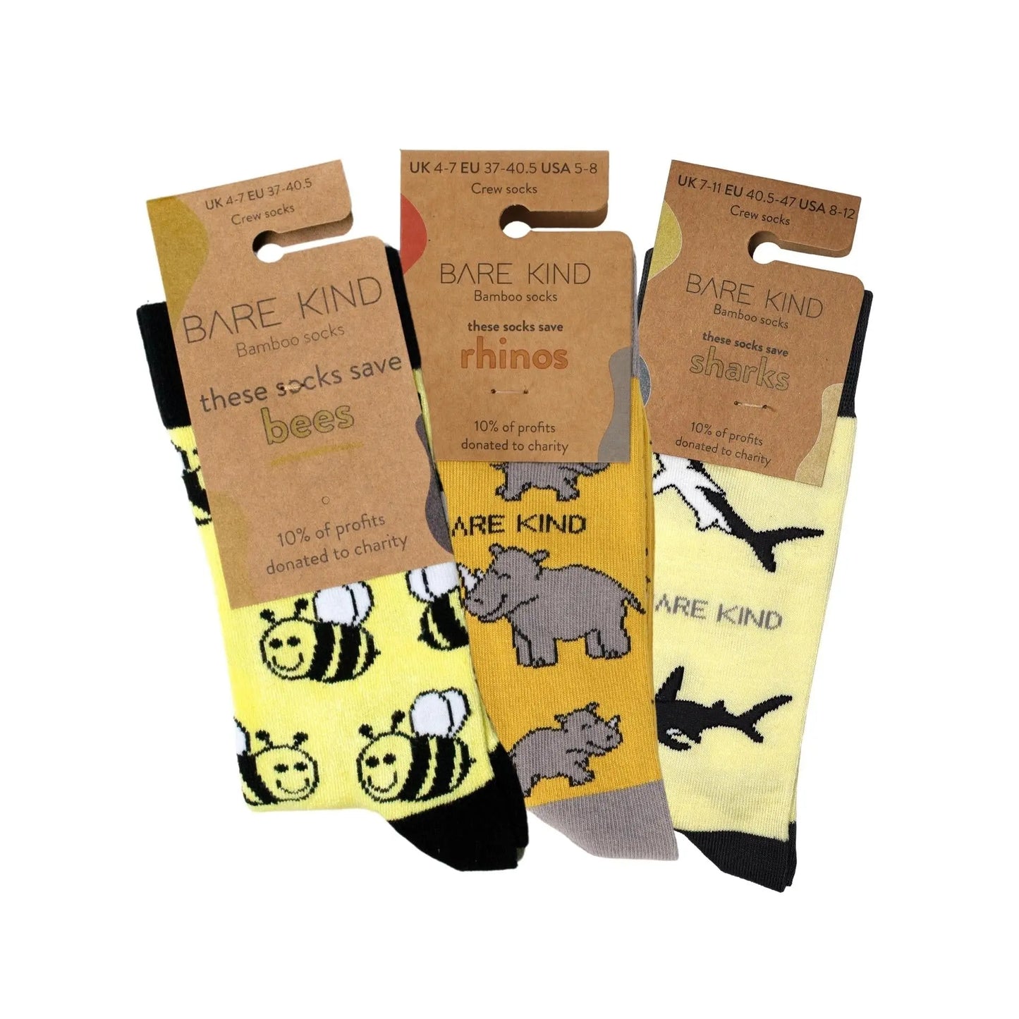Yellow Lover 3 Bamboo Sock Set Bare Kind