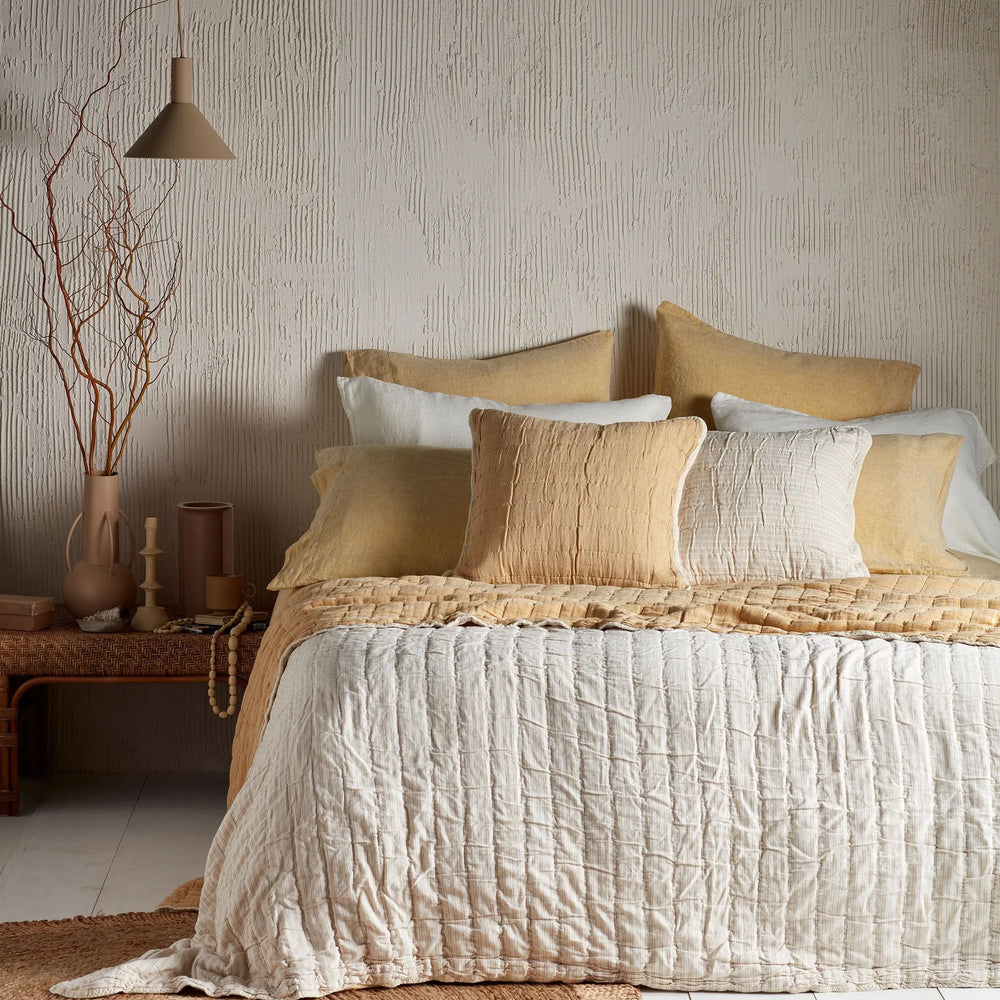 Yellow Vivienne 100% Cotton Quilted Throw The Secret Linen Store