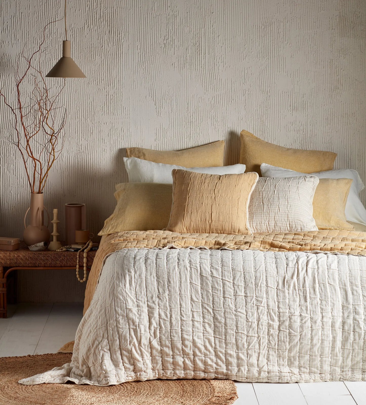 Yellow Vivienne 100% Cotton Quilted Throw The Secret Linen Store
