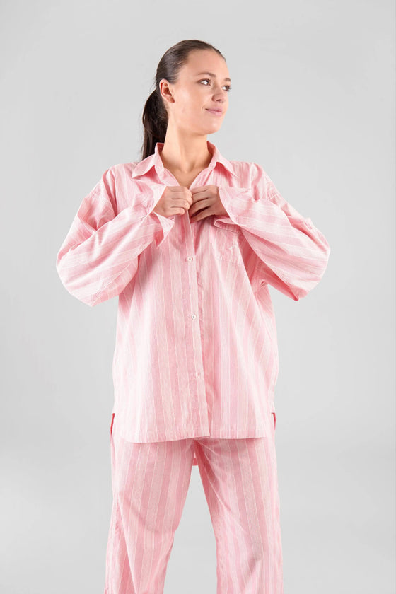 Yew Striped Ethical-Cotton Shirt - Sunset Peach Peachaus
