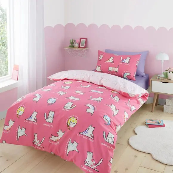 Yoga Cats Duvet Cover & Pillowcase Set Dunelm