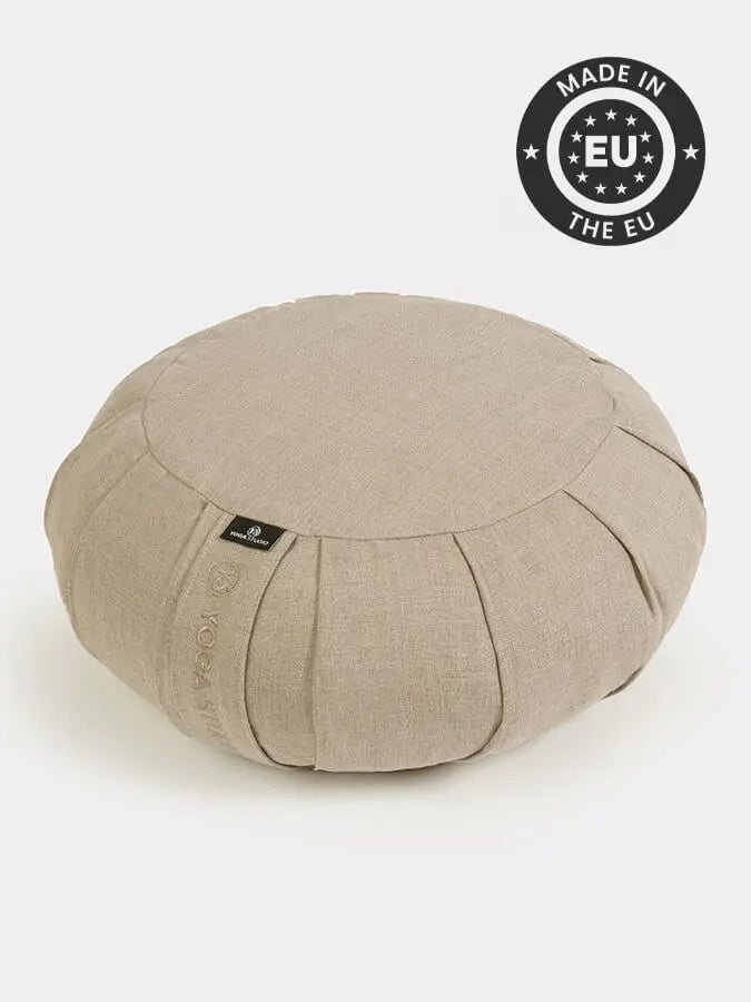 Yoga Studio Organic Buckwheat Round Linen Meditation Zafu Cushion Yoga Studio Store