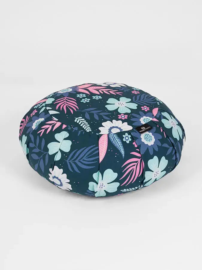 Yoga Studio Organic Cotton Buckwheat Round Floral Meditation Zafu Cushion Yoga Studio Store