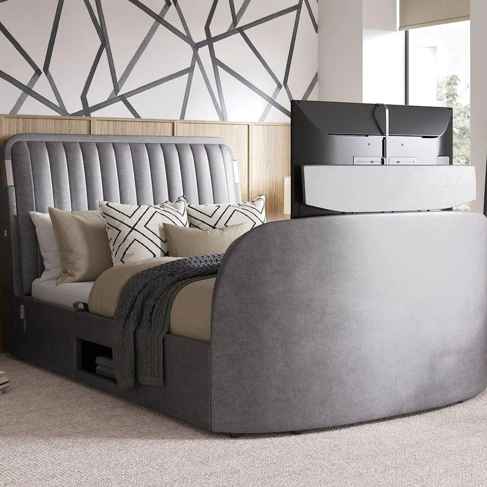 Yokohama Ottoman TV Bed with Surround Sound - Grey Dreams