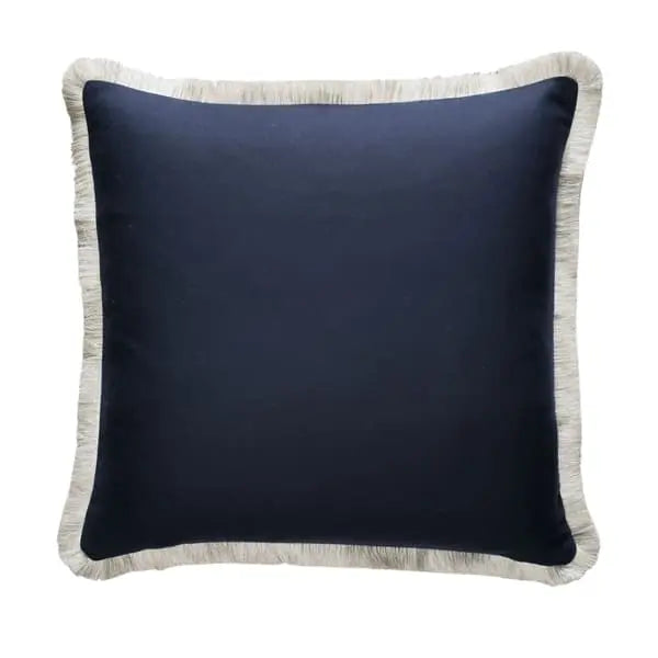 York Navy/Alezio, Sustainable Feather, Cushion Sophie Paterson With Trim/Fringe & Wool & Wool Blend Plain & Plain Texture Andrew Martin
