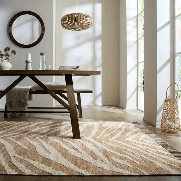 Zebra Patterned Jute Rug Dunelm