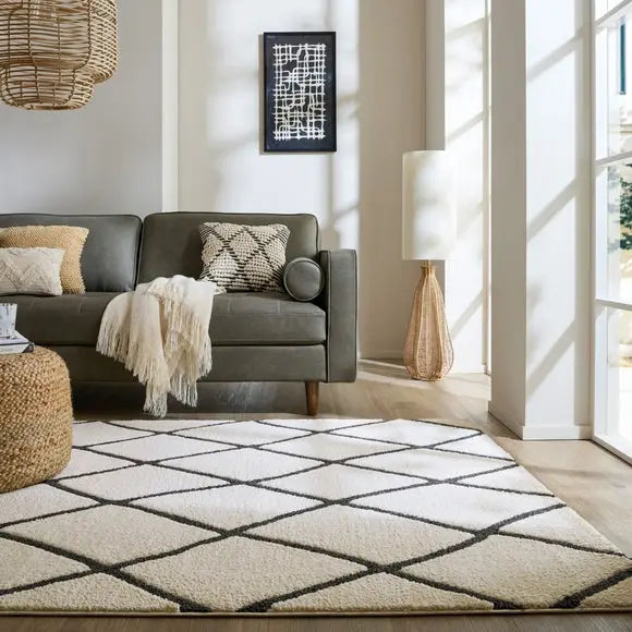 Ziri Geometric Berber Rug Dunelm