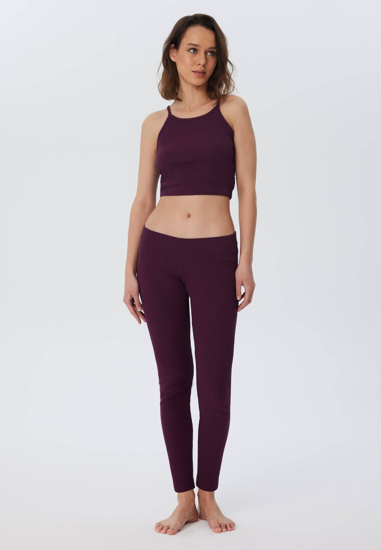 Organic Ribbed Crop Top with Spaghetti Straps: Womens Earth Wardrobe