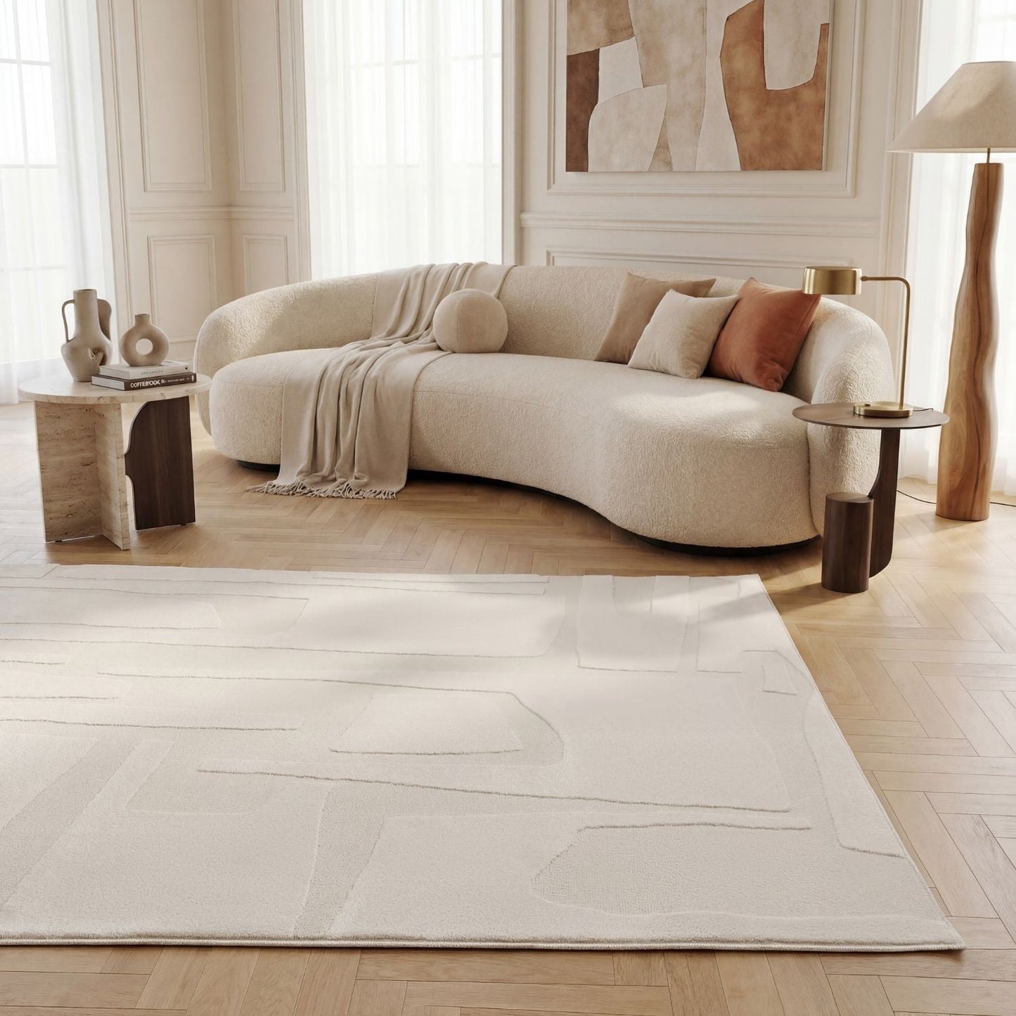 Loft Abstract Cream Rug The Rugs