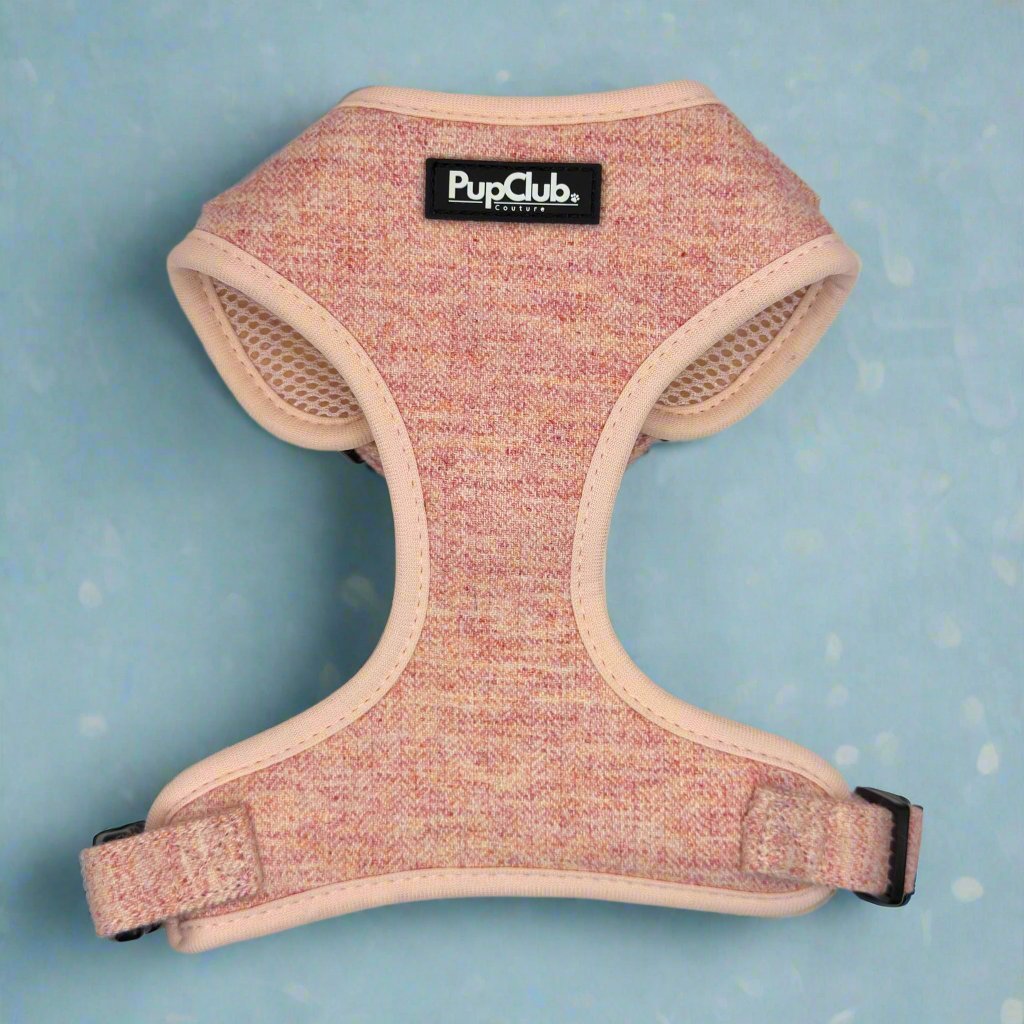 Tweed Adjustable Harness - Pink PupClub Couture