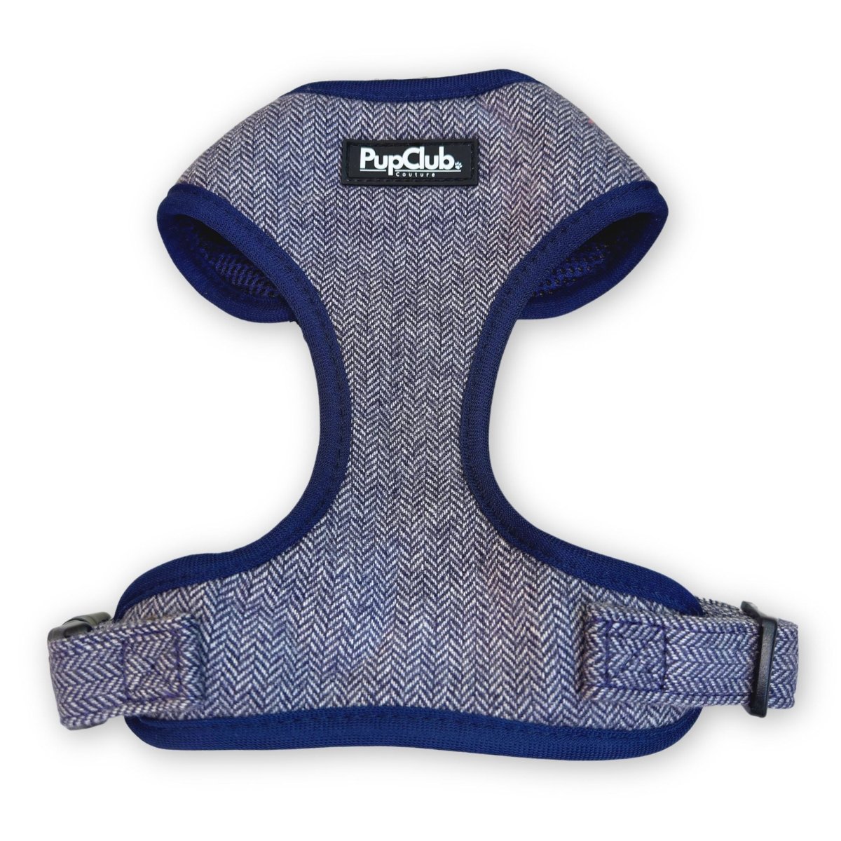 Tweed Adjustable Harness - Blue PupClub Couture