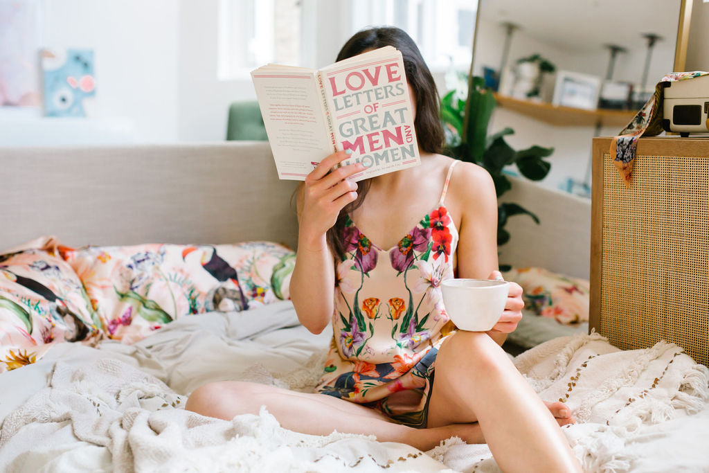 Silk Pyjamas- Set Cami and Shorts in 'Eden' Tropical Meadow Print, luxury lounge wear Alice Acreman Silks